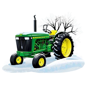 John Deere Tractor In Winter Scene PNG Qyw