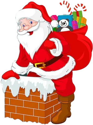 Jolly Santa Claus Chimney Entrance.png PNG image