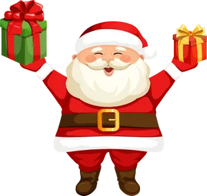 Jolly Santa Clauswith Gifts PNG
