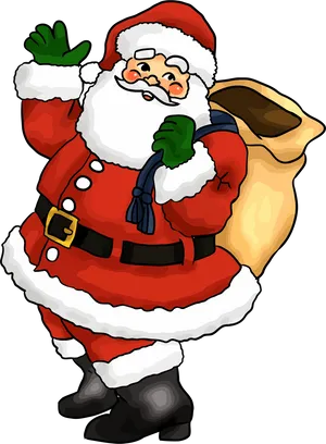 Jolly Santa Clauswith Sack PNG image