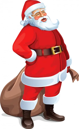 Jolly Santa Clauswith Sack PNG image