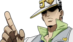 Jotaro Kujo Pointing Gesture Anime PNG image