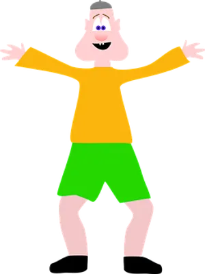 Joyful Cartoon Character Spread Arms PNG image
