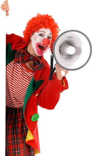 Joyful Clown With Megaphone PNG image