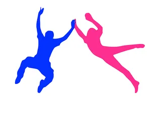 Joyful Couple Silhouette Jumping