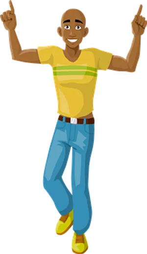 Joyful Dancing Cartoon Man PNG image