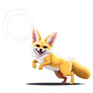 Joyful Fennec Fox Jumping PNG Uuc23