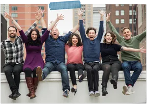 Joyful Friends Celebrating Together Outdoors.jpg PNG