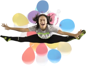 Joyful Jump Among Balloons PNG image