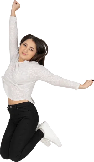 Joyful Jump Stretch Pose PNG