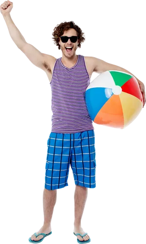 Joyful Man With Beach Ball