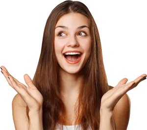 Joyful Surprise Expression Woman PNG