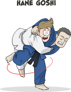 Judo Hane Goshi Throw Illustration PNG image