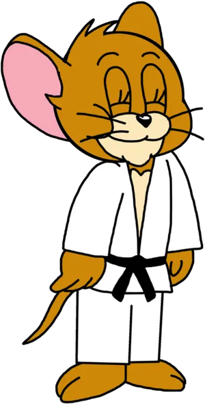 Judo Uniformed Cartoon Mouse PNG image