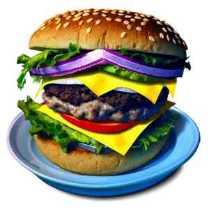Juicy Cheeseburger Delight Png Ybh67 PNG image