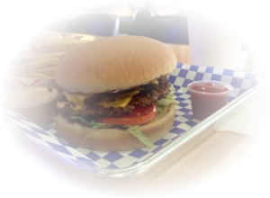 Juicy Double Cheeseburgerwith Fries PNG image