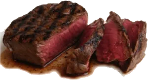 Juicy Grilled Steak Medium Rare Sliced PNG image