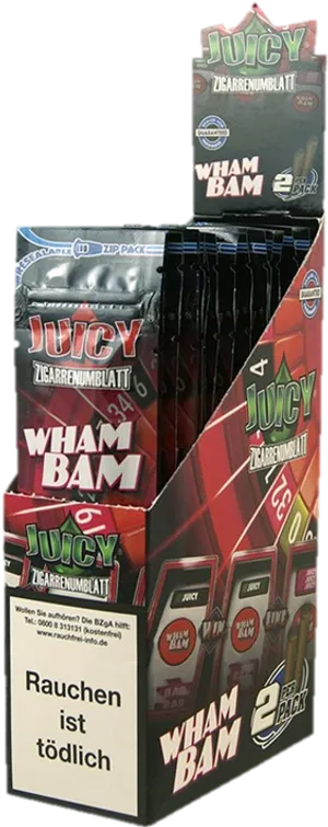 Juicy Wham Bam Cigarette Papers Display PNG image