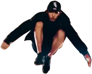 Jumping Manin Black Outfitand Cap PNG image