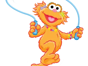 Jumping Orange Muppet Character PNG image