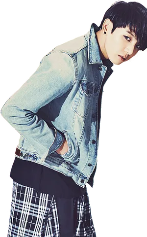 Jungkook Denim Jacket Pose PNG image