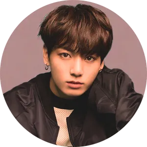 Jungkook Portraitin Pink Background PNG