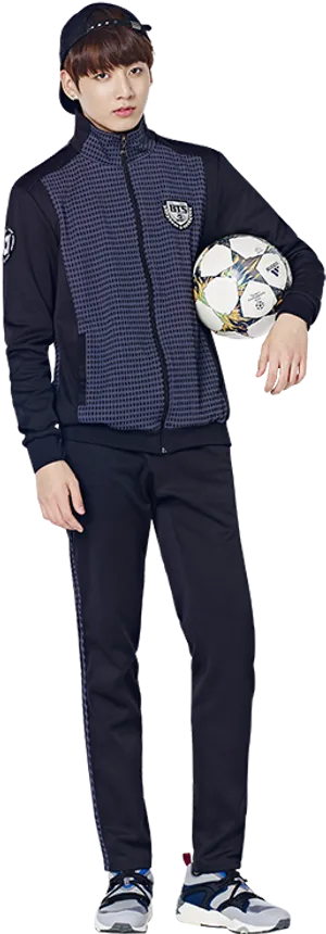 Jungkook Sporty Lookwith Soccer Ball
