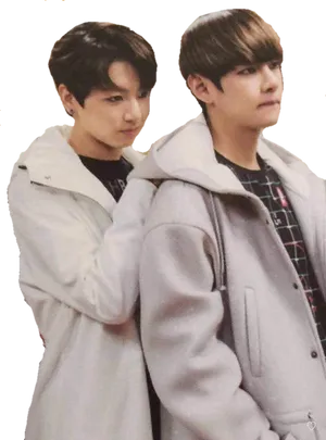 Jungkookand Friendin Coats PNG image