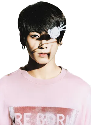 Jungkookin Pinkwith Flower PNG image