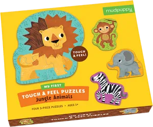 Jungle Animals Touch Feel Puzzle Packaging PNG image
