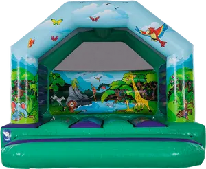 Jungle Themed Inflatable Bounce House PNG image