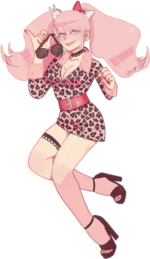 Junko Enoshima Pink Leopard Print Outfit