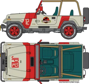 Jurassic Park Jeep Illustration PNG image