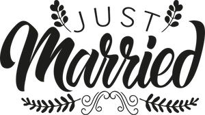 Just Married Calligraphy Design PNG image