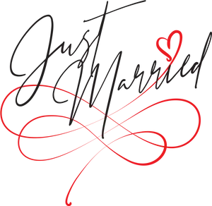 Just Married Calligraphy Heart Swirl PNG image