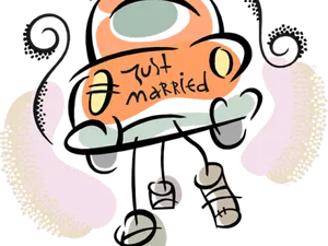 Just Married Car Cartoon PNG image