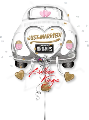 Just Married Car Celebration PNG image