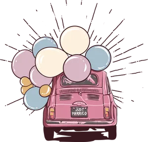 Just Married Car With Balloons PNG image