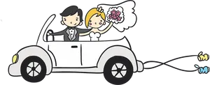Just Married Couple Car Celebration PNG image