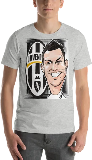 Juventus Fan T Shirtwith Cartoon Character PNG image