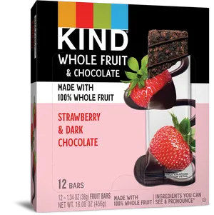 K I N D Whole Fruit Chocolate Strawberry Bars Box PNG image