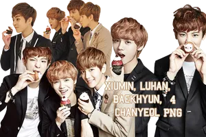 K Pop_ Group_ Members_ With_ Treats.png PNG image