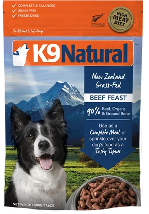 K9 Natural Beef Feast Dog Food Package PNG image