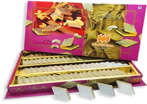 Kaju Katli Indian Sweet Box PNG image