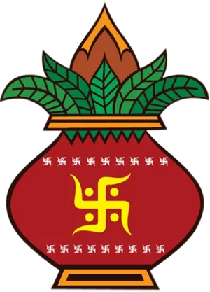 Kalashwith Swastikaand Leaves PNG image