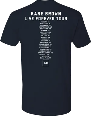 Kane Brown Live Forever Tour Tshirt Back PNG image