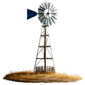 Kansas Rural Landscape Windmill PNG 06202024