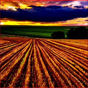 Kansas Sunset Over Farmland PNG 06202024