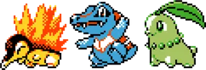 Kanto Starters Pixel Art