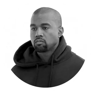 Kanye West Blackand White Portrait PNG image
